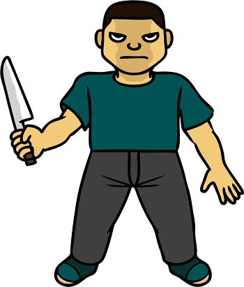 刃物で切り付ける男性