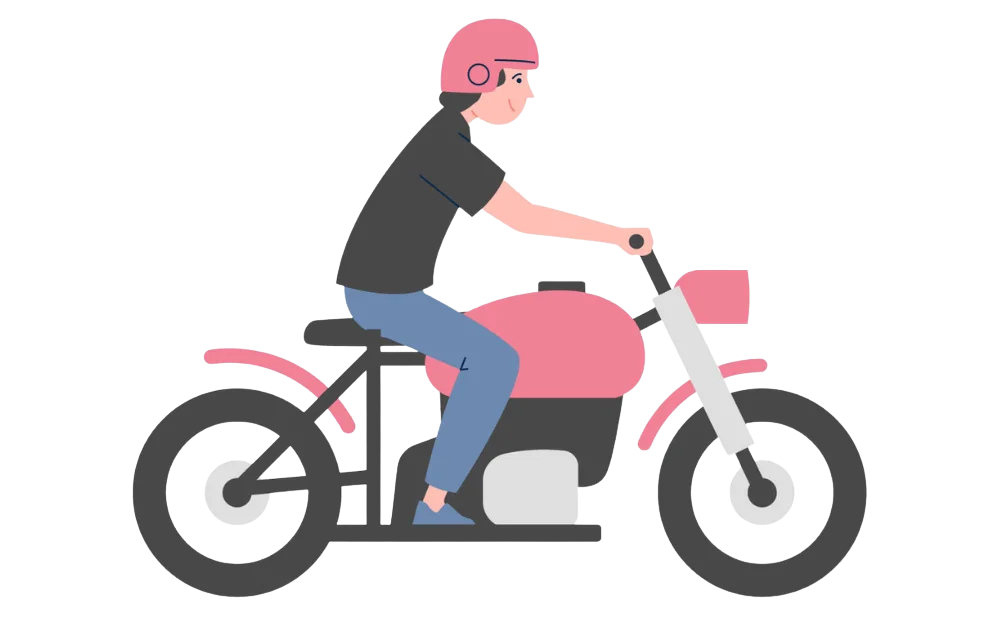 バイクで現場に向かう